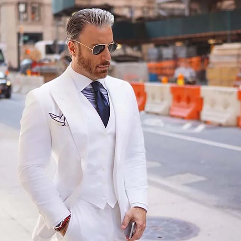 

Y525 Costume Homme Mariage Suits Men 2019 Custom Made White Mens Suit For Wedding Trajes Para Hombre tuxedo garnitur meski