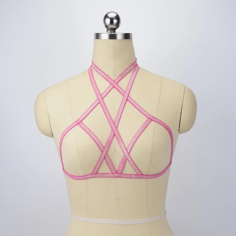 Фетиш одежда бюстгальтер без косточек Харадзюку Готический бондаж Эротический бюстгальтер клетка открытый нагрудный бюстгальтер сексуальный боди Регулируемый O0563