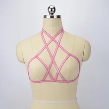 Фетиш одежда бюстгальтер без косточек Харадзюку Готический бондаж Эротический бюстгальтер клетка открытый нагрудный бюстгальтер сексуальный боди Регулируемый O0563