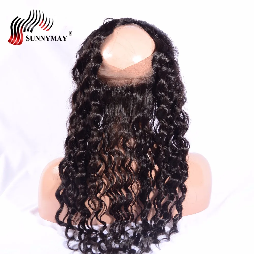 Suunymay Pre Plucked 360 Lace Frontal Loose Deep Wave Brazilian Virgin Human Hair Lace Frontal Closure With Baby Hair