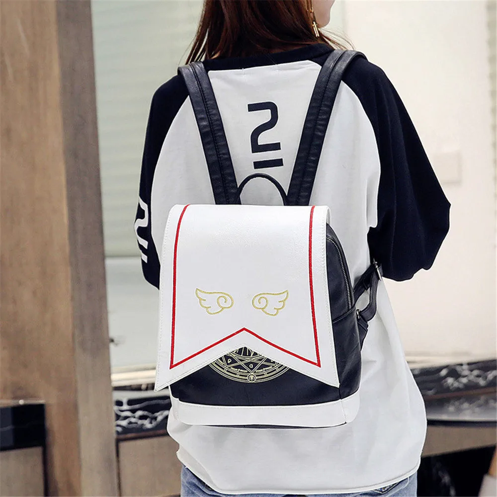 Women Backpack Hot Sale Fashion Embroidered wings High Quality female shoulder bag PU Leather Backpacks for Girls mochila