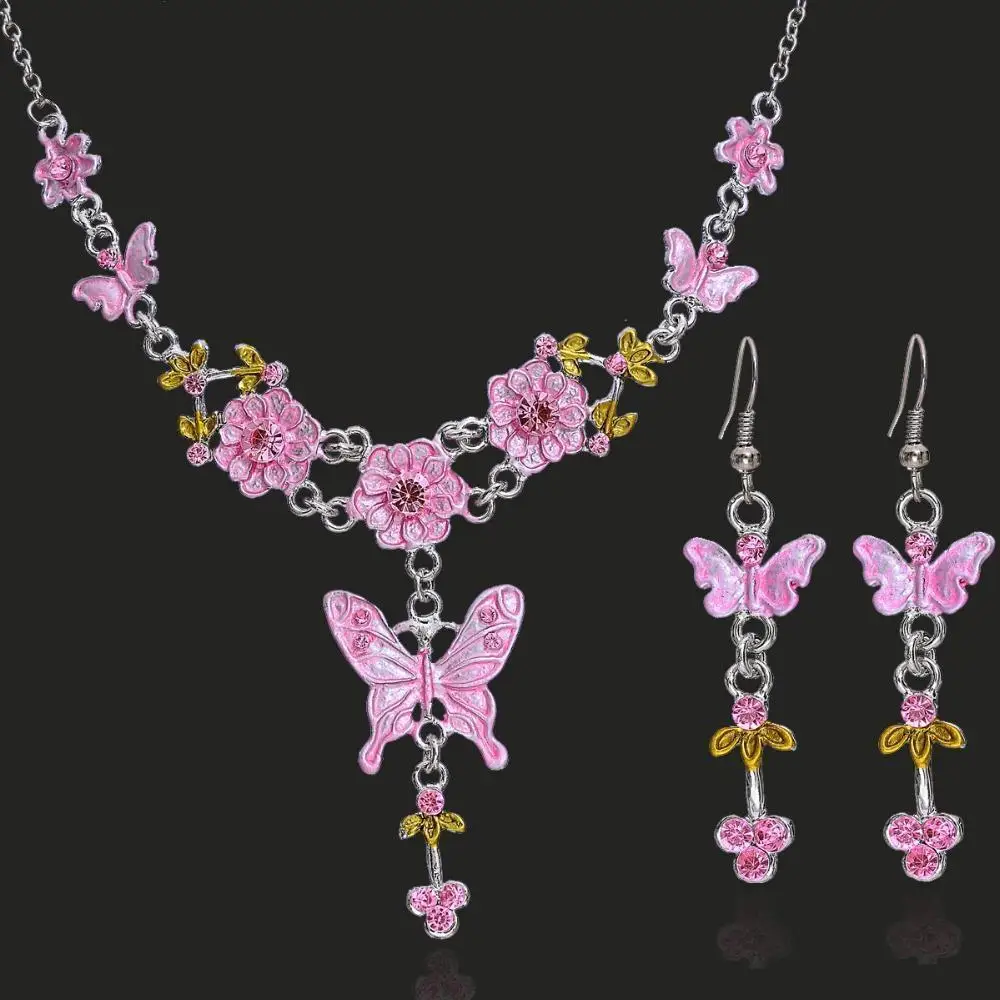6 colors butterfly jewelry set Elegant bride Wedding women Party cheap