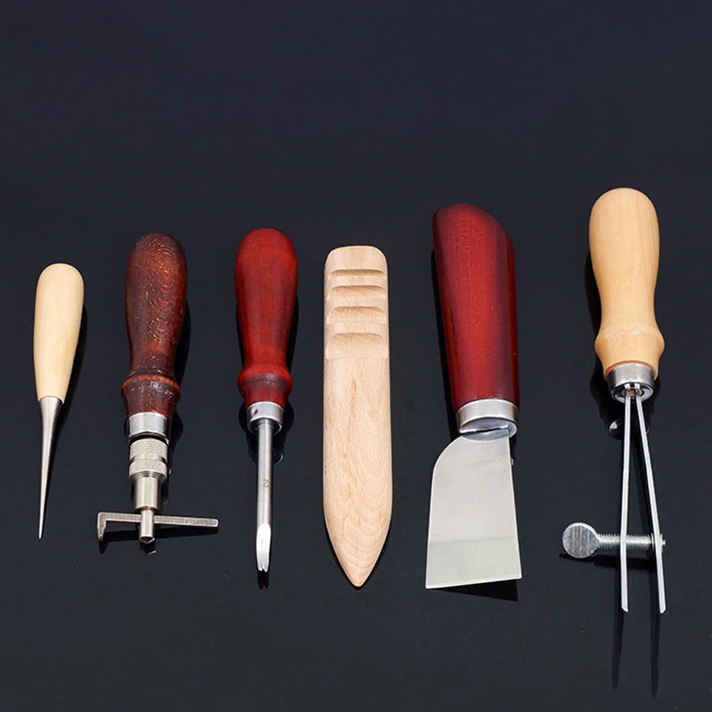 

Leather Craft Hand Stitching Sewing Tools Kit Waxed Thread Awl Thimble Scissors Needles Ruler Set DIY Manual Leathercraft