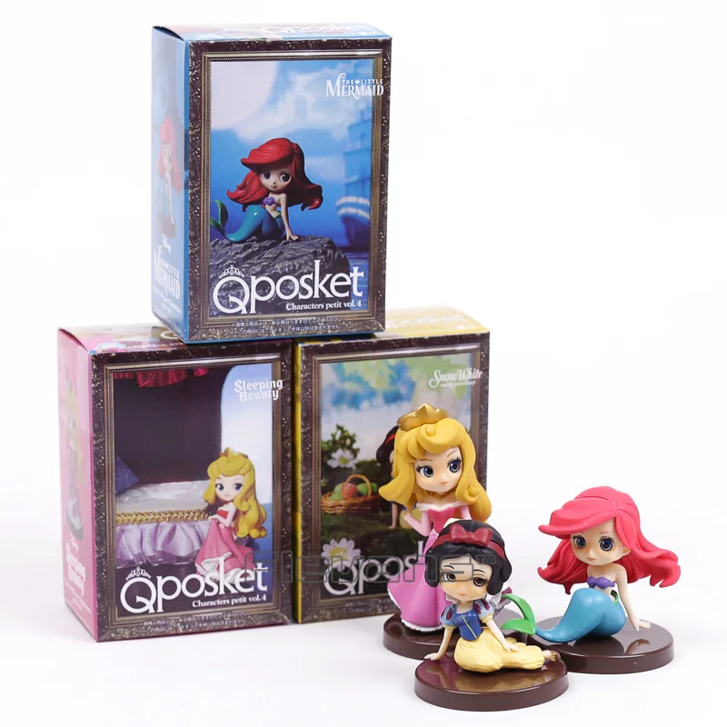 

Q Posket Characters Princesses Dolls Snow White Sleeping Beauty The Little Mermaid Mini PVC Figures Girls Toys Gifts 3pcs/set