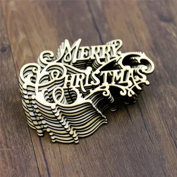 

Pack of 10 Merry Christmas Letters Wooden Pieces Tags Xmas Ornaments DIY Craft