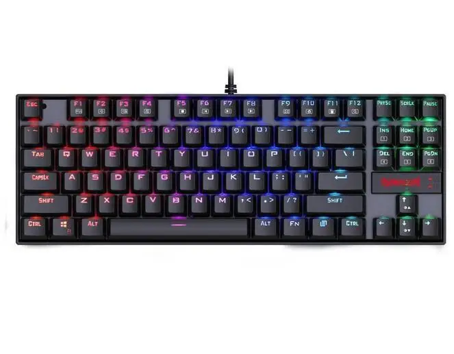 Игровая клавиатура Redragon механическая клавиатура K552 87 ключ светодиодный RGB Механическая с подсветкой компьютерная клавиатура с подсветкой - Цвет: Черный