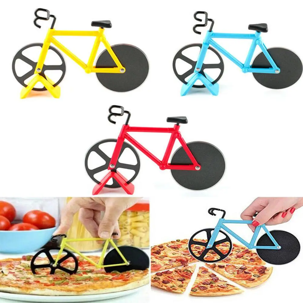 Новая нержавеющая сталь в форме велосипеда резак для пиццы, нож колесо кухонный измельчитель Ломтерезка