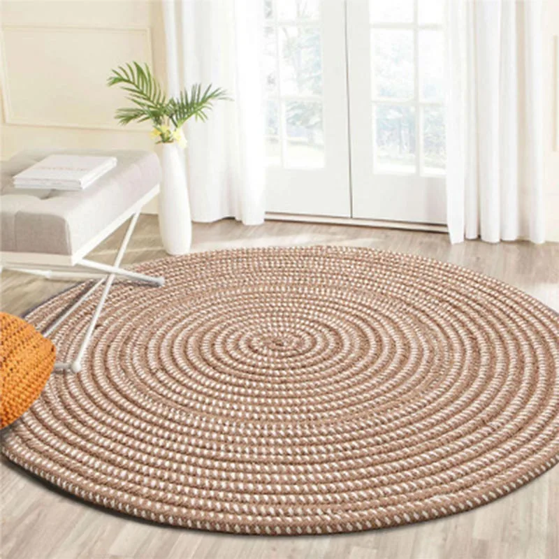 Comprar Alfombras y alfombras para el hogar sala de estar redondo moderno pasillo alfombra de yute sala de niños Silla de ordenador alfombra de punto hecho a mano