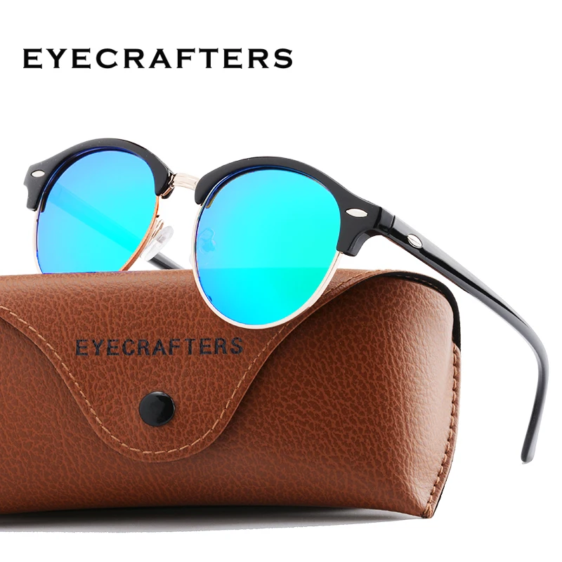 Новые поляризованные Круглые Солнцезащитные очки Мужские Женские брендовые дизайнерские Клубные круглые очки Классические солнцезащитные очки для вождения полуоправы очки