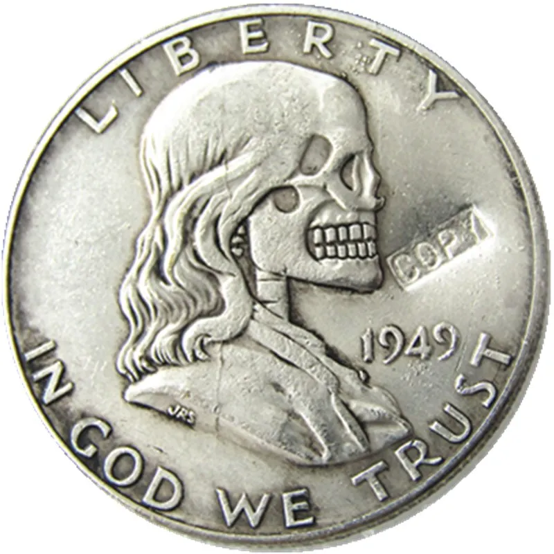 

FK(02)Hobo Creative 1949 Franklin Silver Half Dollar Skull Zombie Copy Coins
