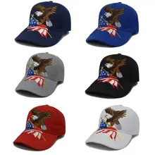 Унисекс 3D вышитый патриотический Орел сжимающийся американский флаг бейсболка хип хоп открытый регулируемый ремень буквы папа шляпа