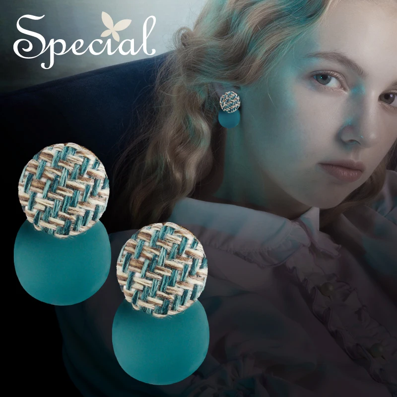 

Special, European and American s925 silver-pin earrings, ear decoration female charming abies blue