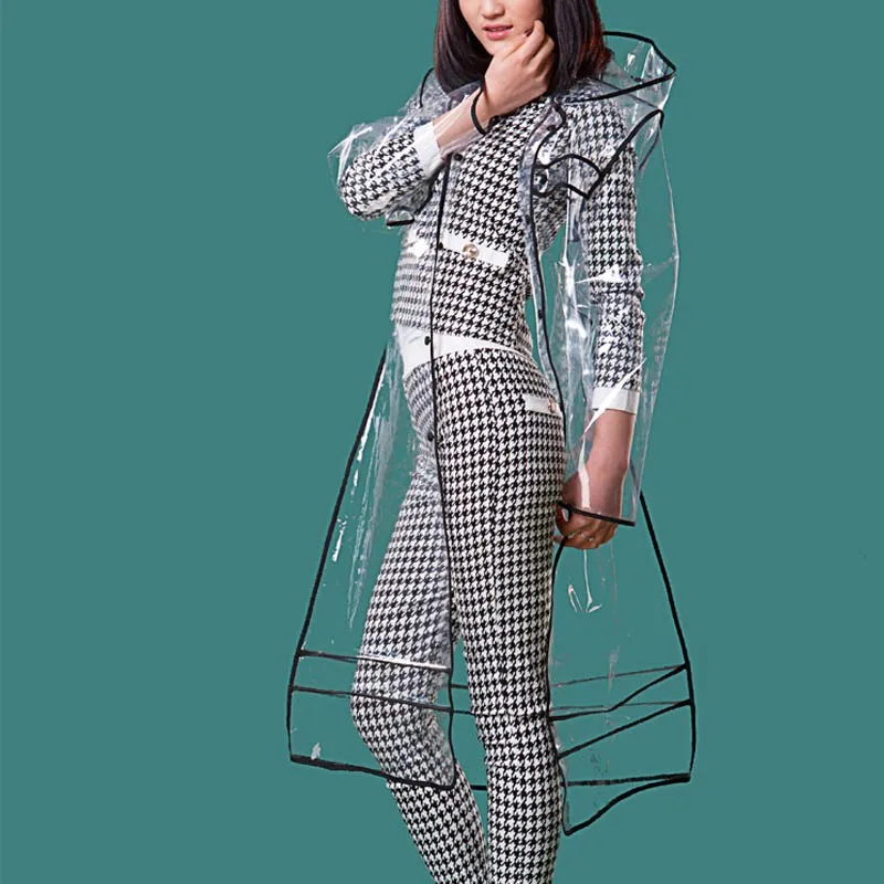 Fashion Rainwear Rainbow transparent EVA long women raincoat, rain coat