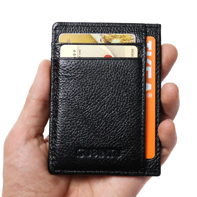 Ультратонкий держатель для карт из натуральной кожи, черного и коричневого цвета, качественный мягкий, деловой стиль, ID, владельцы кредитных карт для мужчин