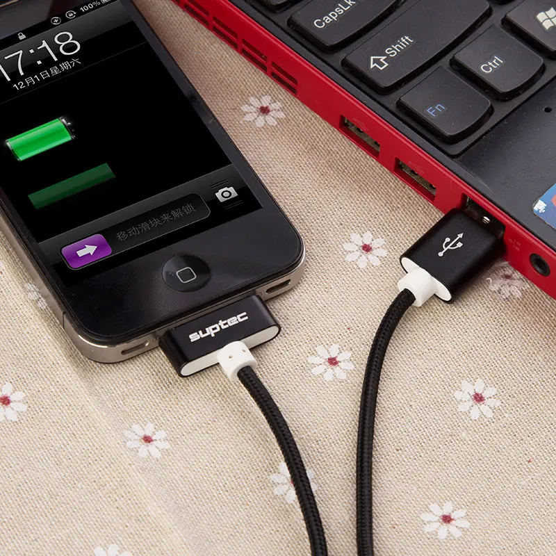 USB кабель SUPTEC 2 м 3 для iPhone 4 в нейлоновой оплетке А 30 контактный быстрой зарядки и