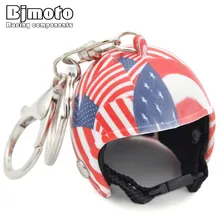 Flag Mini Helmet Key Chain Fashion Motorcycle Cap Helmet Small Tintin Toy Head With Pieces Motocross Keyring