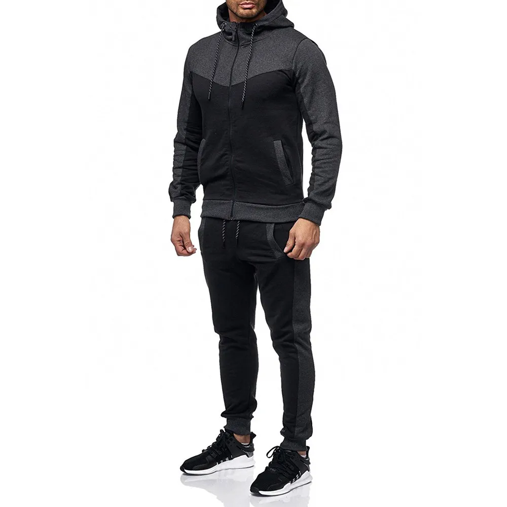 Feitong Men Tracksuit Autumn Winter Packwork Sweatshirt Top Pants Sets Sports Suit Tracksuit Ropa Deportiva Hombre Tracksuit Men