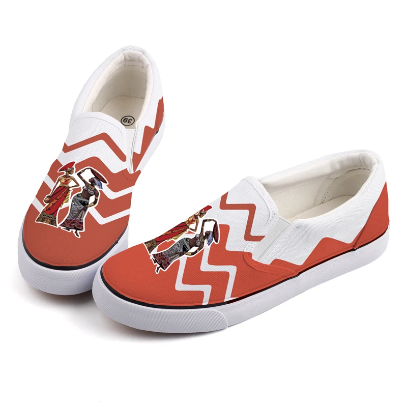 

High End Hand Painted African Style Casual Loafers Shoes Women Vintage Africa Graffiti Design Canvas Shoes Flats Couple Slip On