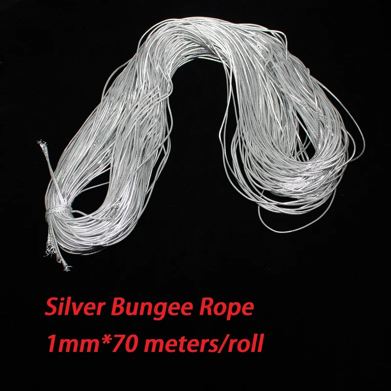 1mm silver elastic bungee string cord round twisted string rope 70