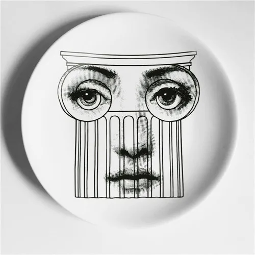 Винтажные фарфоровые декоративные тарелки Fornasetti, настенная тарелка для подвешивания, коллекционная тарелка для тарелок, настольный Настенный декор, лучшие подарки - Цвет: Фиолетовый