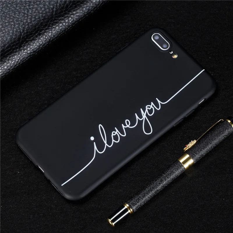 

WeeYRN Black Soft Case for iPhone 6 6S 7 8 Plus 5S 3D Matte Silicone Phone Case for iPhone X XR XS MAX 6 6S 7 PLUS Full Cover