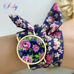 Shsby новый дизайн дамы цветок ткань наручные часы золото модные женские туфли платье часы Высокое качество ткань часы сладкий обувь для