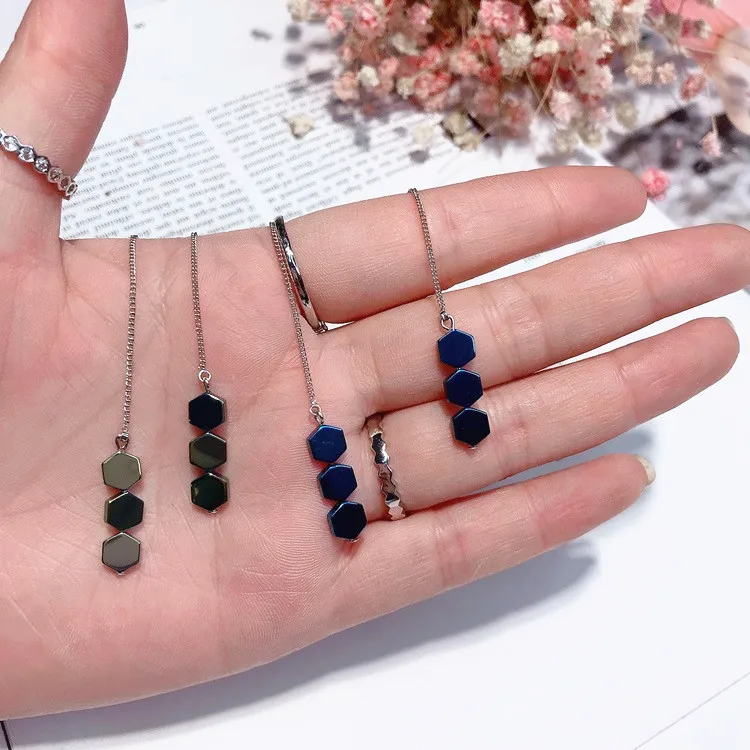 geometric color gradual change ear line Hypoallergenic fadeless fashion jewelry dangle earrings for women girl Christmas gift