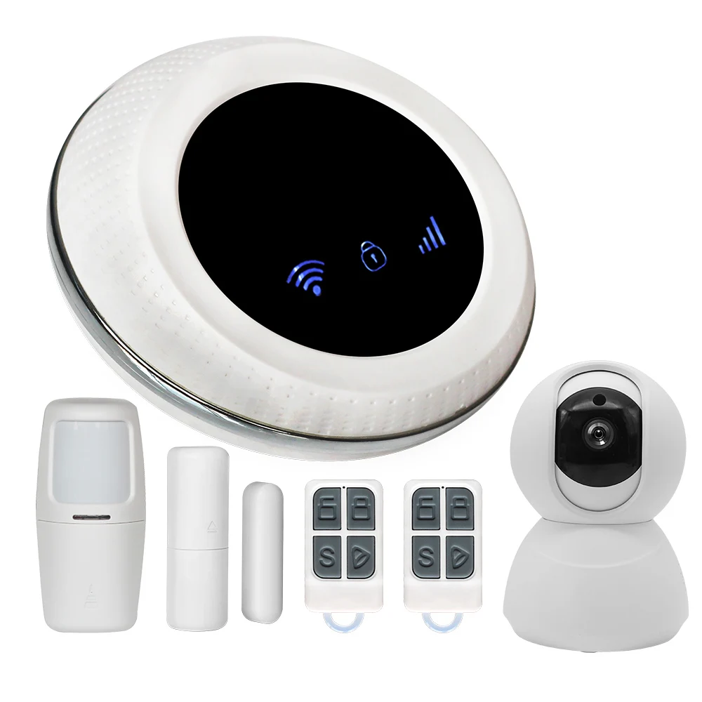 Tuya умный Wifi+ GSM беспроводной умный дом Охранная сигнализация совместима с Alexa - Цвет: Золотой