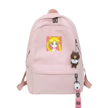 

Casual Sailor Moon Women Backpack Kawaii Girls Luna Cat Schoolbags Teenager Travel Daypack Shoulder Bag Waterproof Back Pack