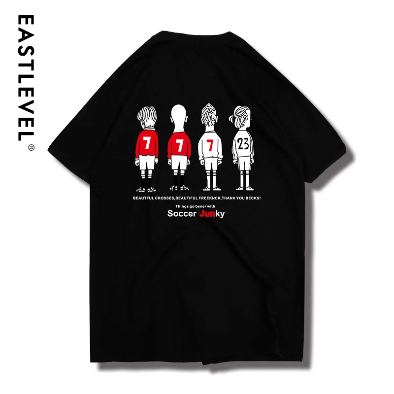 

EastLevel Brand Clothing Footballer Men's Boy Girls T-shirts 100% Pure Cotton Fashion Solid Slim Fit Crew Neck Simple Top