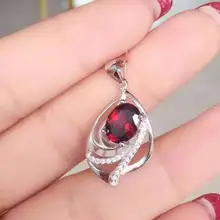 Натуральный красный гранат камень кулон 925 серебро натуральный драгоценный камень кулон ожерелье модный элегантный оплетающее Ювелирное Украшение