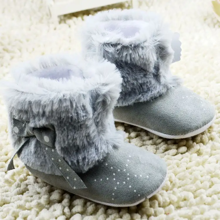 2016 Super Warm Winter Baby Girl Snow Boots Bowknot Suede Soft Soled