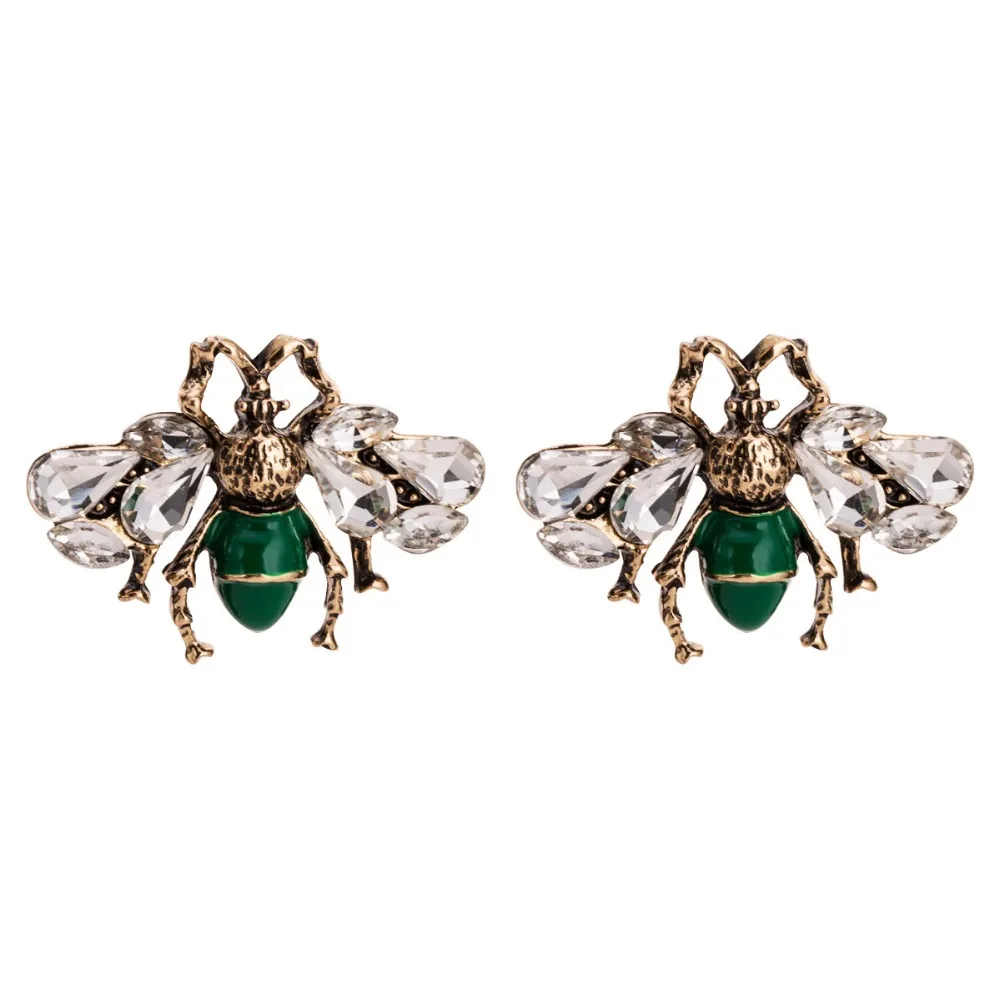 

Qiaose Novelty Crystal Alloy Bees Insect Animal Stud Earrings for Women Girls Fashion Jewelry Bohemian Earrings Accessories