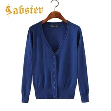 Однотонный женский вязаный кардиган, новинка, весна-осень, повседневный вязаный свитер с v-образным вырезом, пальто, женские топы XZ379