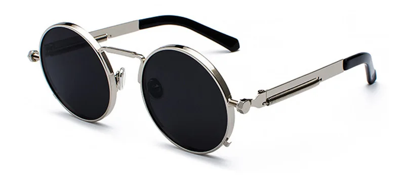 SHAUNA классические круглые стимпанк Солнцезащитные очки 9 цветов ретро металлические пружины украшения Светоотражающие/прозрачные линзы очки панка - Цвет линз: Silver Black