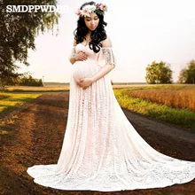 SMDPPWDBB Maternity Photography Props Maternity Dresses Plus Size Sexy Lace Fancy Pregnancy Dresses Photography White Gown Dress