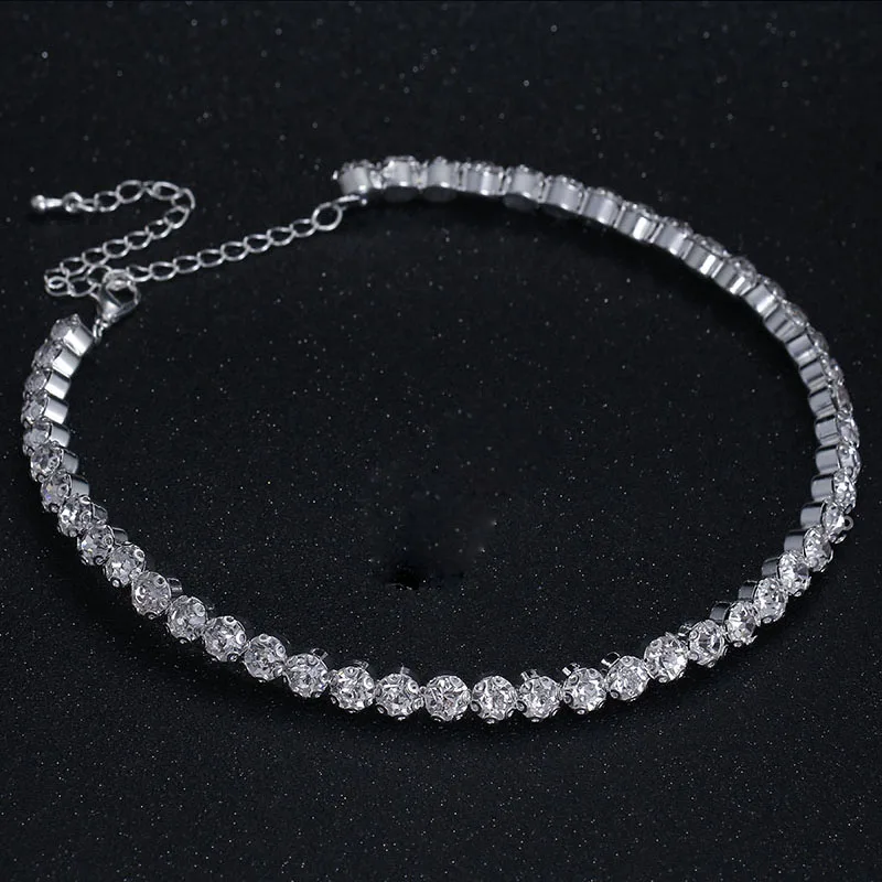 TREAZY, свадебное модное ожерелье-чокер со стразами, ожерелье для женщин, свадебные аксессуары, серебряная цепочка, ювелирные изделия с чокерами, колье для женщин