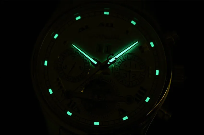 Карнавальный турбийон автоматические механические часы Мужская мода армейские спортивные наручные часы мужские полностью стальные светящиеся часы Reloj Hombre