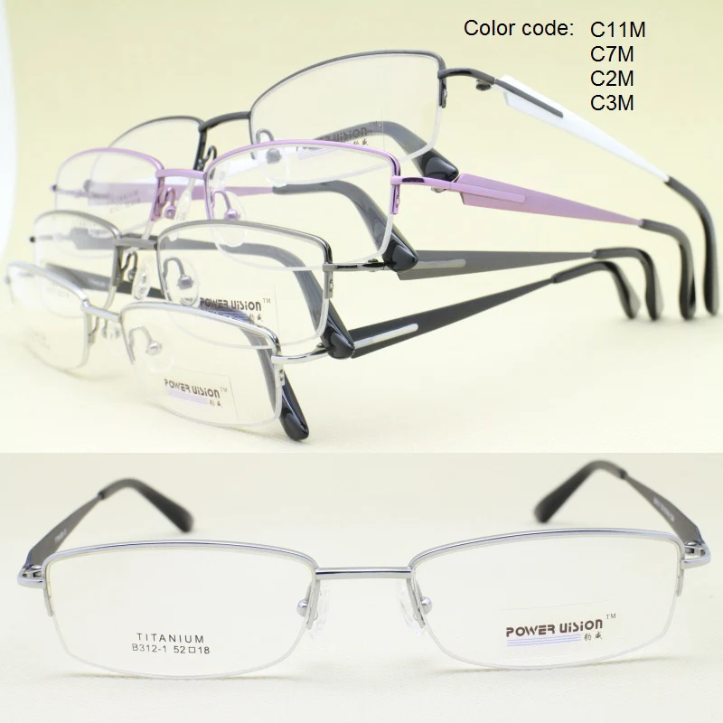 Wholesale B312 designer semi rimless rectangle man anti allergy