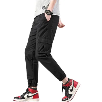 

2019 Summer senior quality new Brand Casual Harem Pants Men Trousers Male fashion slim black Pure cotton Little feet trousers