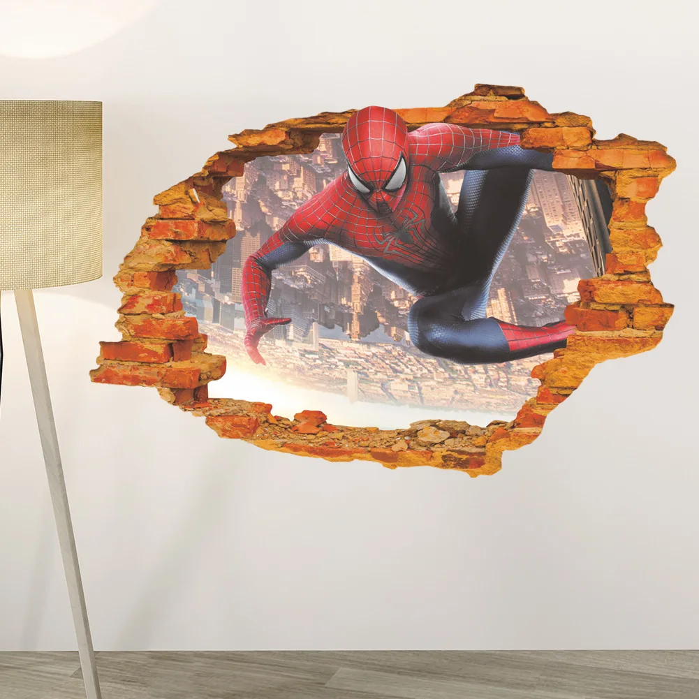 Дисней 3D трехмерные сломанные настенные Стикеры-пауки детская комната окружающей среды макет наклейки