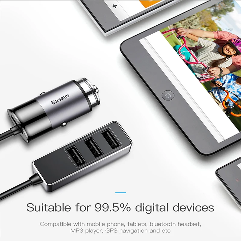 Baseus 4 USB شاحن سيارة 5 V 5A سريع شحن لباد فون سامسونج Xiaomi اللوحي GPS محول شاحن سيارة الهاتف شاحن