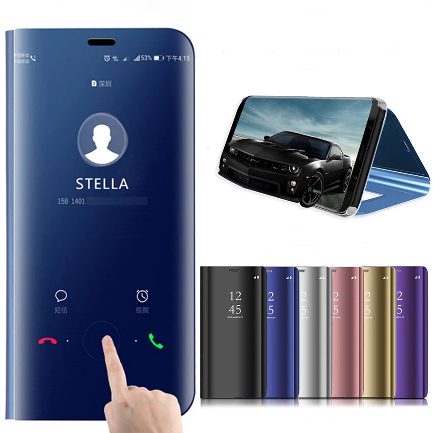 Умный зеркальный чехол для samsung A7 2018 A750 откидная подставка A8 + Plus |