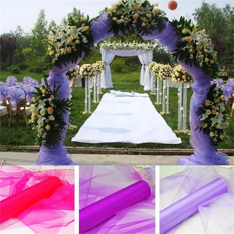 Высокое качество 5 м/10 м прозрачная органза тюль рулон ткани для украшения свадебной вечеринки или нового года красочный Декор 5ZSH015-1