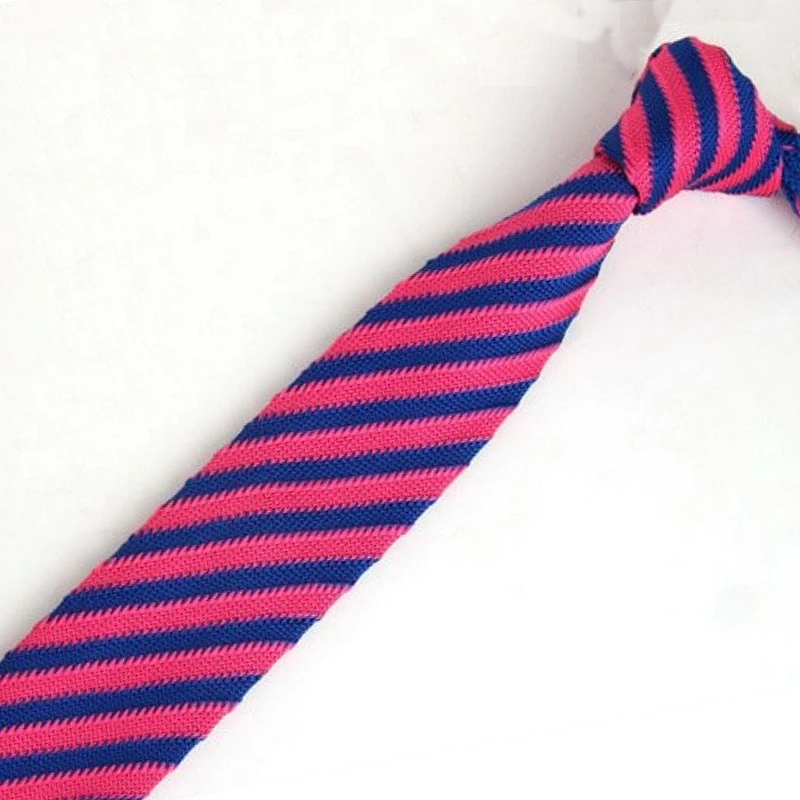 

Men's Hot Pink Blue Striped Neck Ties Classical Slim Knit Tie Skinny Knitted Ties Groom Wedding Party Business Necktie ZZLD109