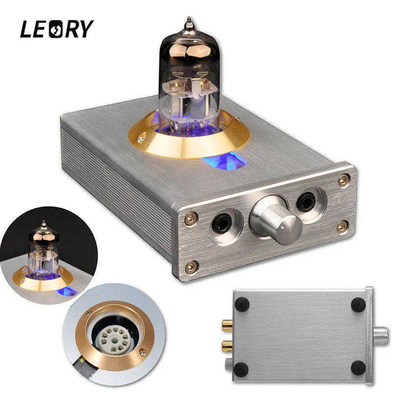 LEORY DIY HIFI Headphone Amplifier Fever Level Valve With LED lights Audio Tube For Computer MP4 Lossless Music Player