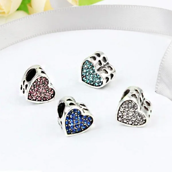 

Hot Sale Maxi Small Crystal Love Hearts Charms Beads Fit Pandora Bracelets Necklaces for Women Fresh Style DIY Souvenir Gifts