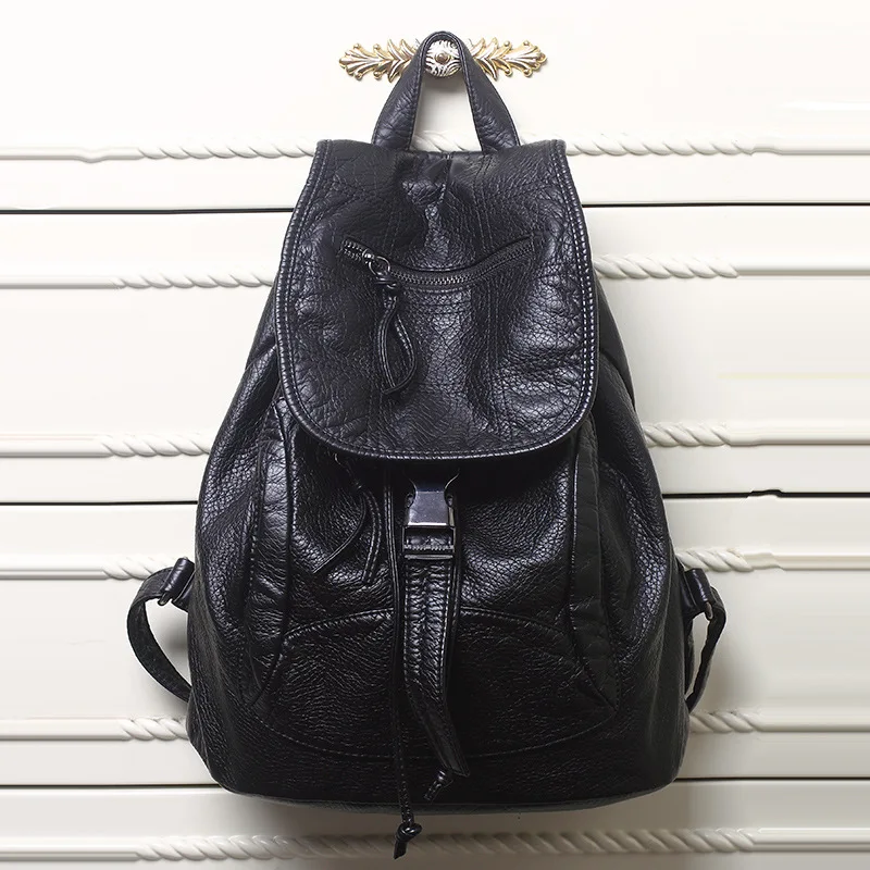 New 2017 High grade Leather font b Backpacks b font Designer Washed Leather Bag font b