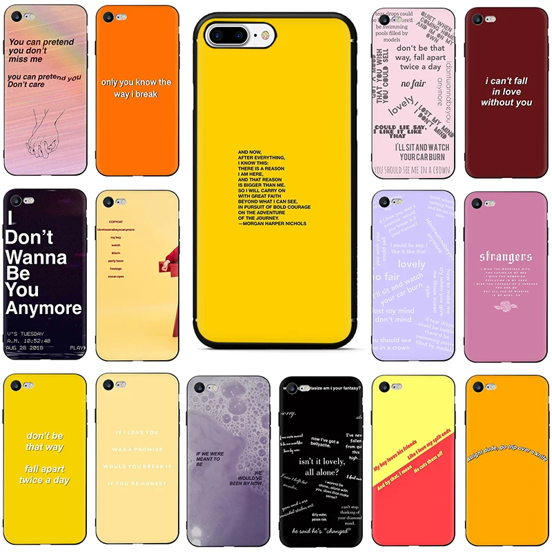 

for iphone 6 6s 7 8 plus X XR XS Max Song Lyrics Billie Eilish Aesthetic Soft TPU Silicone phone cover case