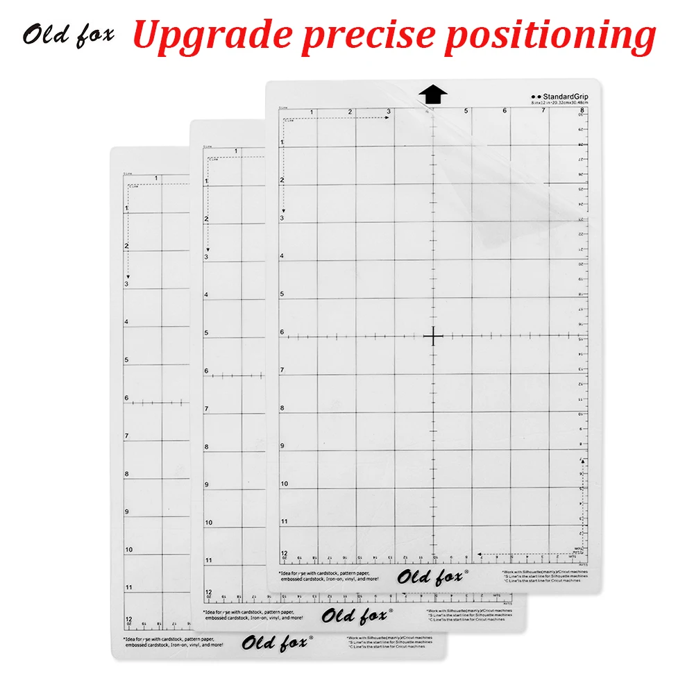 

Aibecy OLD FOX Replacement Cutting Mat Transparent Adhesive Mat with Measuring Grid 8 by 12-Inch for Silhouette Cameo 3pcs